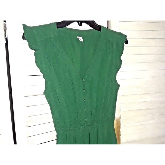 OLD NAVY Dress Size XS Midi Elastic Waist Ruffle Hem Cap Sleeve Green - Picture 3 of 8